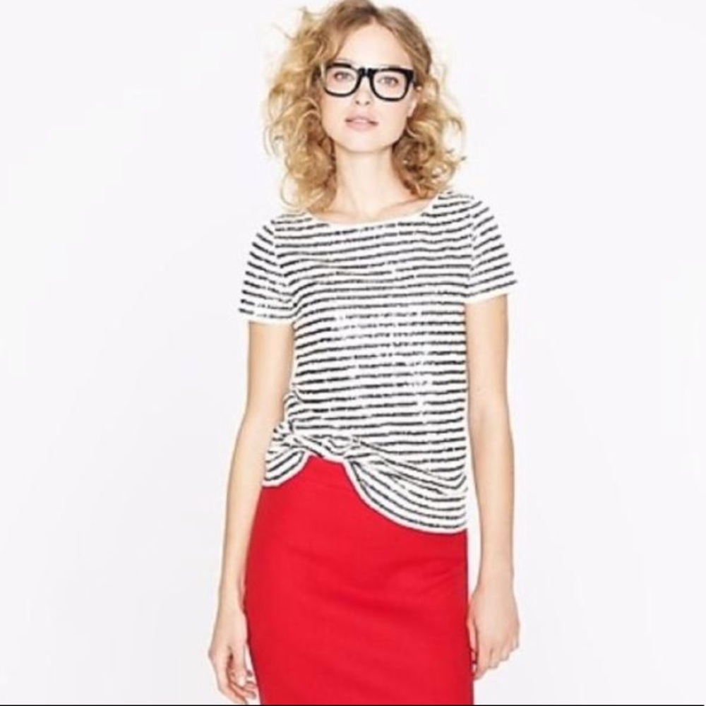 J Crew Sequin Stripe Tee